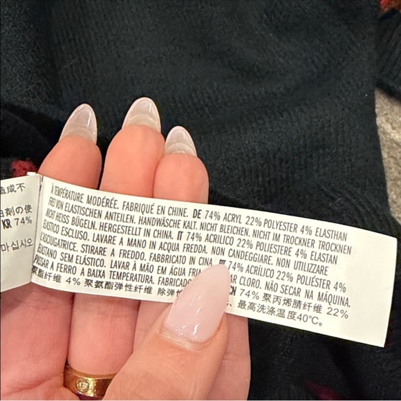 NWT Anthropologie English Factory Fuzzy Argule Crew Neck Sweater Dark Green - Picture 12 of 12